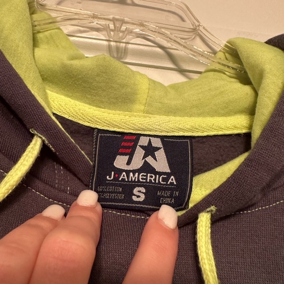 Volkswagen Gray and Neon Yellow Hoodie, Adult Size Small, Gently Worn - Picture 2 of 5